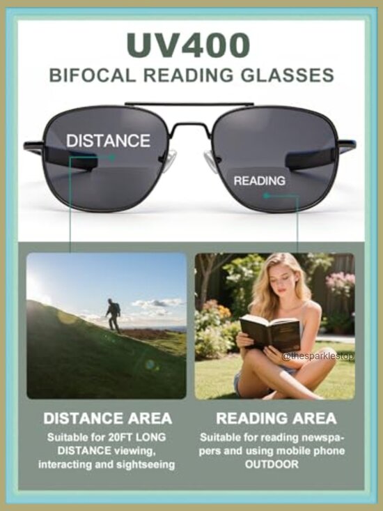 Polarized Bifocal Sunglasses, Aviator Metal Frame, UV400 Anti-Glare main image 4
